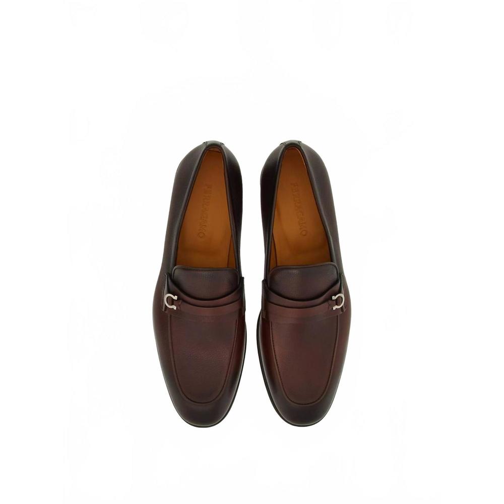NEW SALVATORE FERRAGAMO men's gancini ornament moccasin in brown - Picture 3 of 5